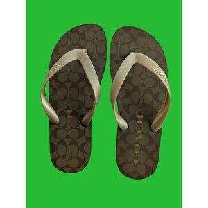 Coach Women's Zak FG3434 Cream Flip-Flop Sandals - Size 8B